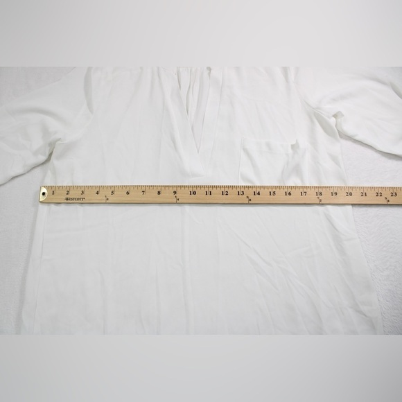 NWT‎ Lush Women's White Small Popover Hi Lo Blouse V Neck Oversized - Picture 4 of 10